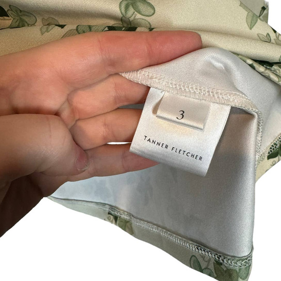 New Tanner Fletcher Green Lonnie Mock‎ Turtleneck Top Ivy Leaf Print 3 / Large - Picture 6 of 9